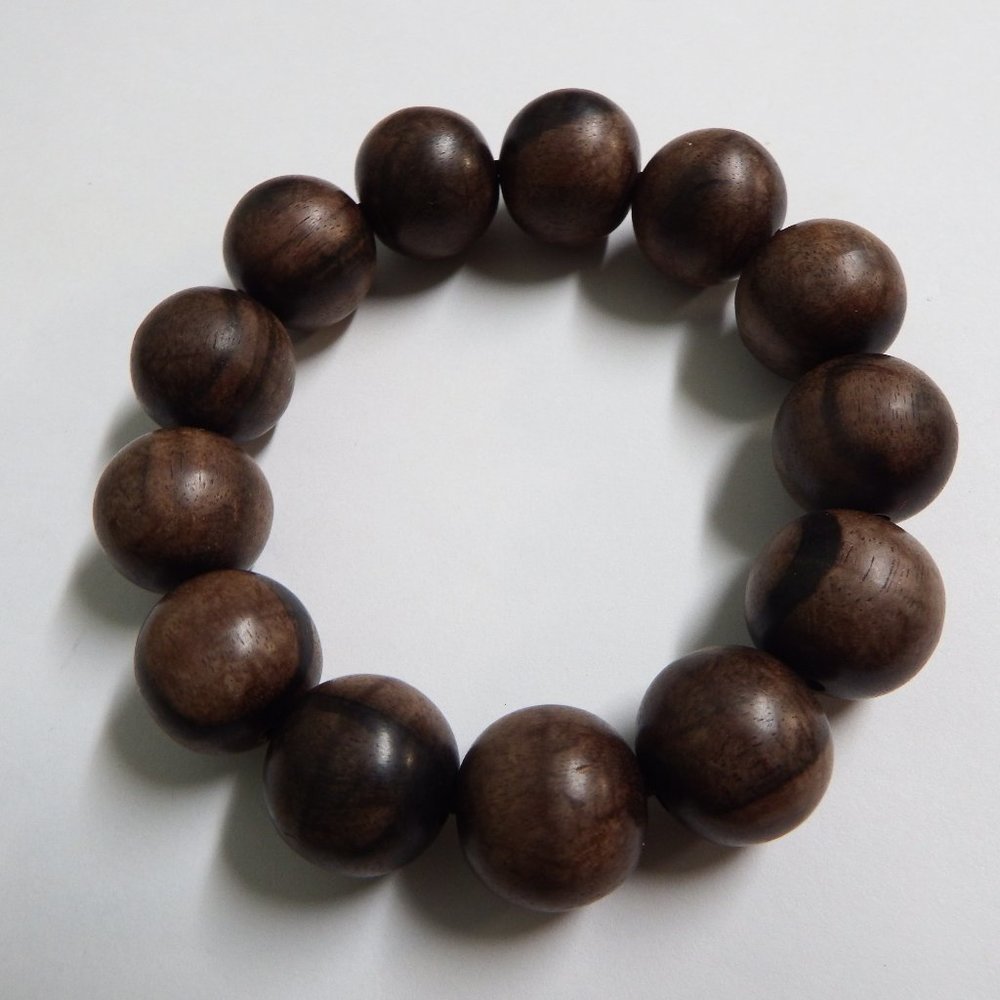 indonesian Makassar Ebony wood Diospyros celebica Beaded bracelet 18 mm